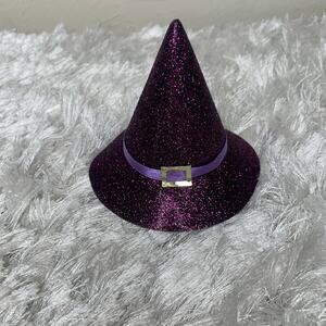Purple Sparkly Glitter Mini Witches Hat 4" tall 4.5" Wide